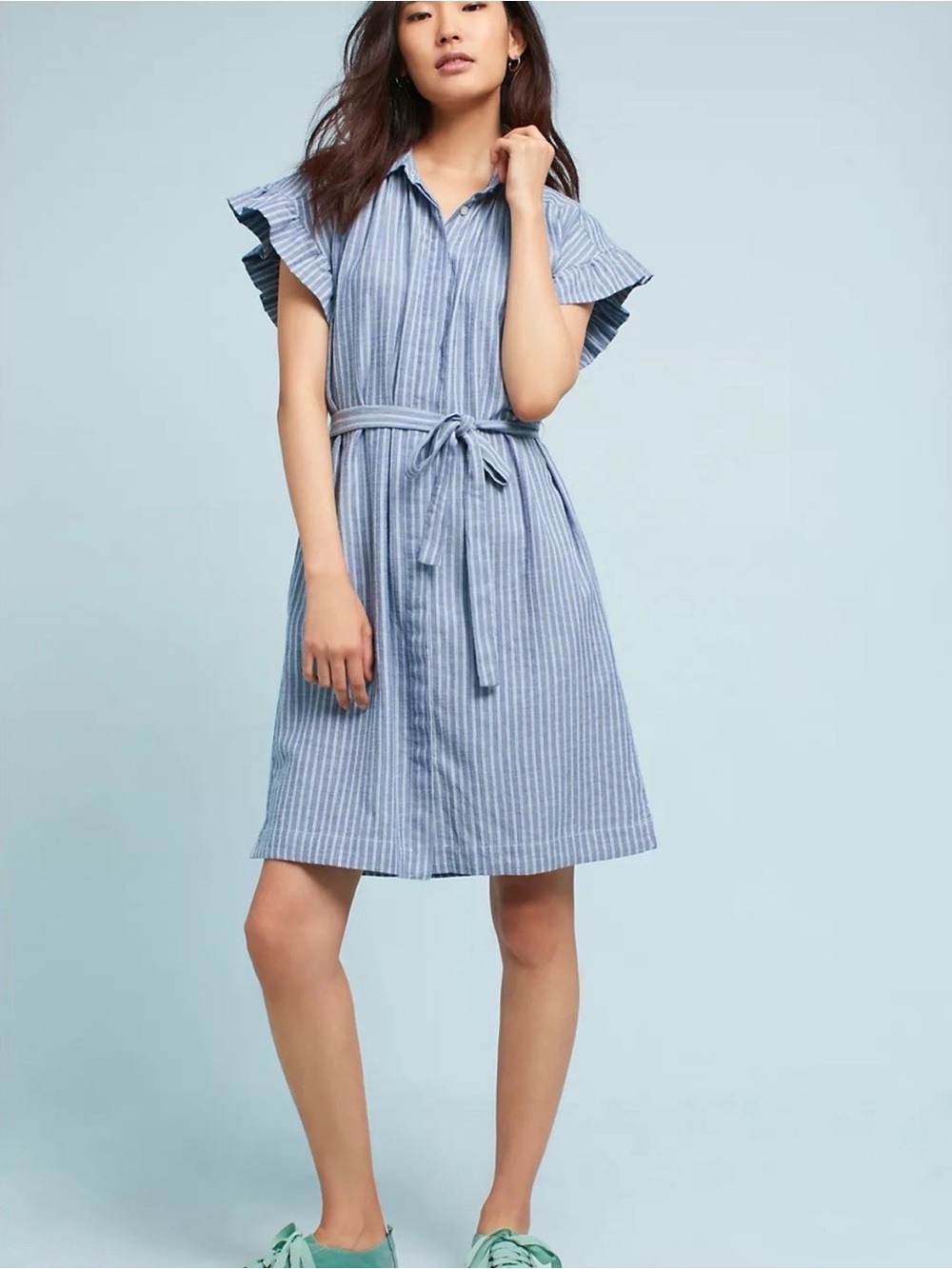 Isabella Sinclair Piper Flutter-Sleeve Shirtdress from Anthropologie